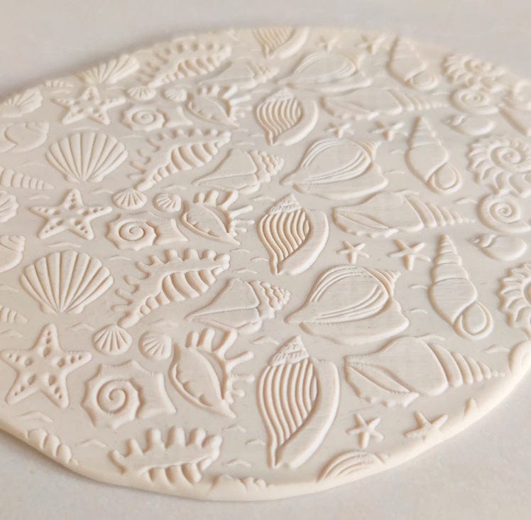 Beach Shells Large Embossed Rolling Pin Engraved Cake Pie Baking