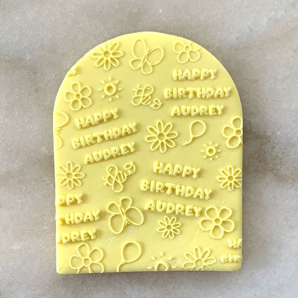 Personalised Bumble Bee Birthday Background Debosser Fondant Stamp