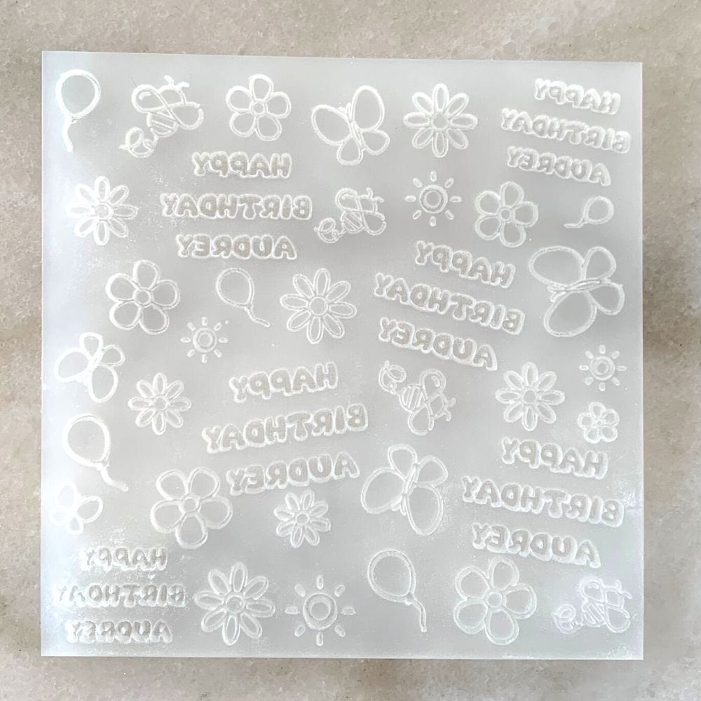Personalised Bumble Bee Birthday Background Debosser Fondant Stamp