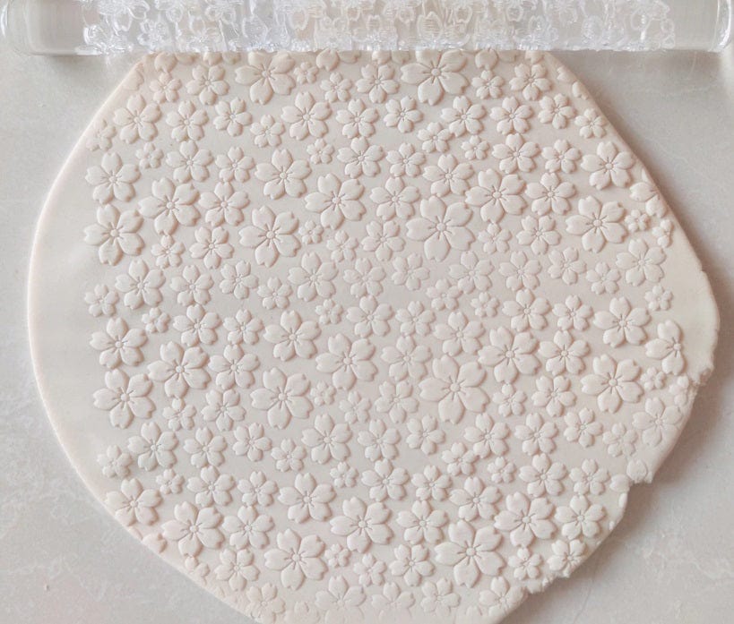 Blossom Flower Large Embossed Rolling Pin Engraved Cake Pie Baking