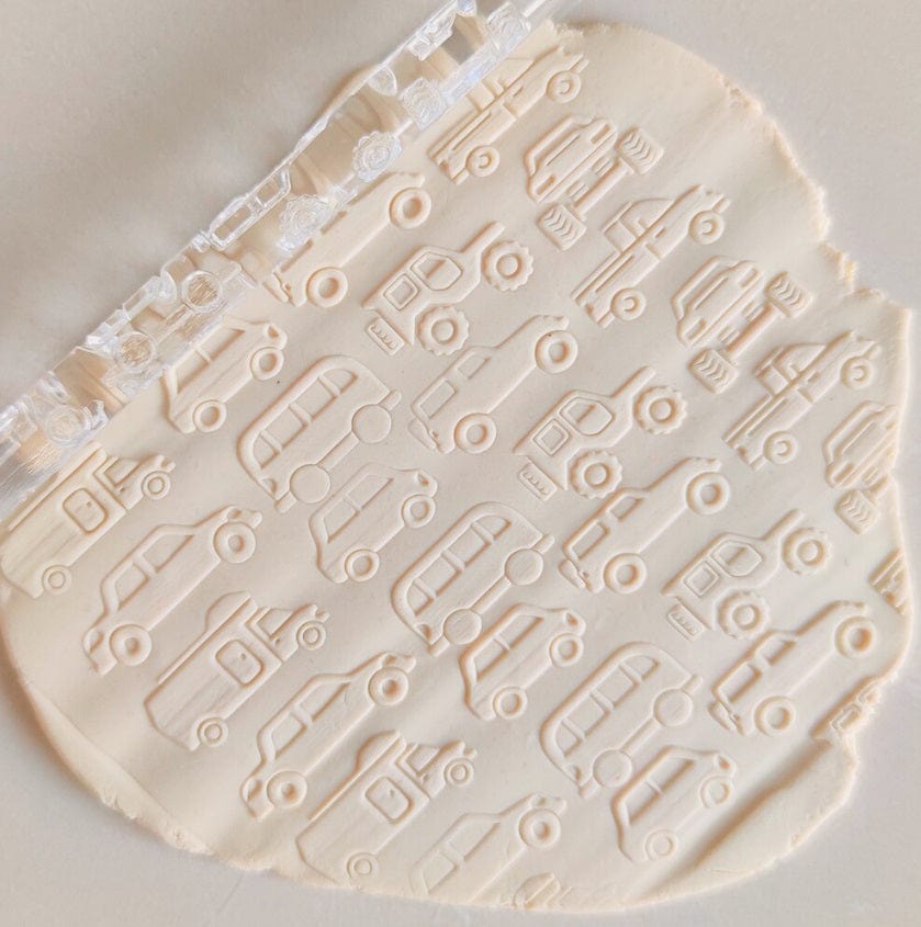 Car Large Embossed Rolling Pin Engraved Cake Pie Baking
