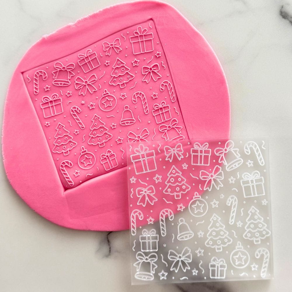 christmas cheer pattern fondant cookie stamp with festive icons