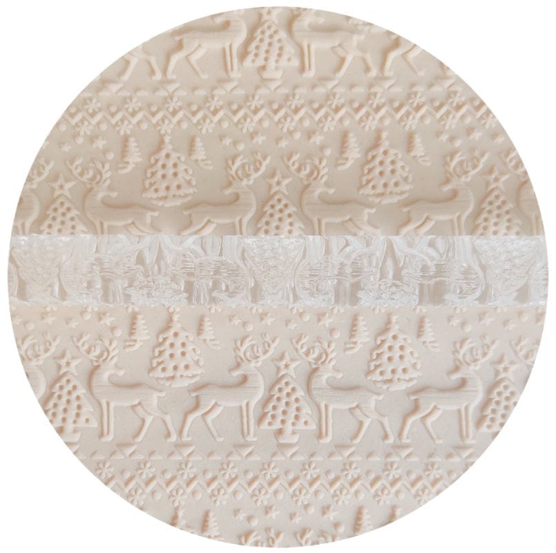Christmas Reindeer Large Embossed Rolling Pin Engraved Cake Pie Baking
