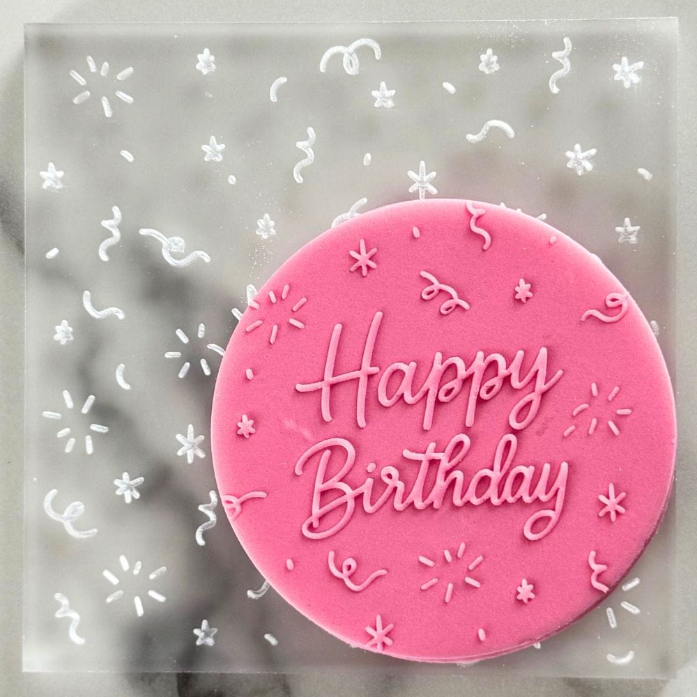 happy birthday confetti cookie stamp embosser fondant design