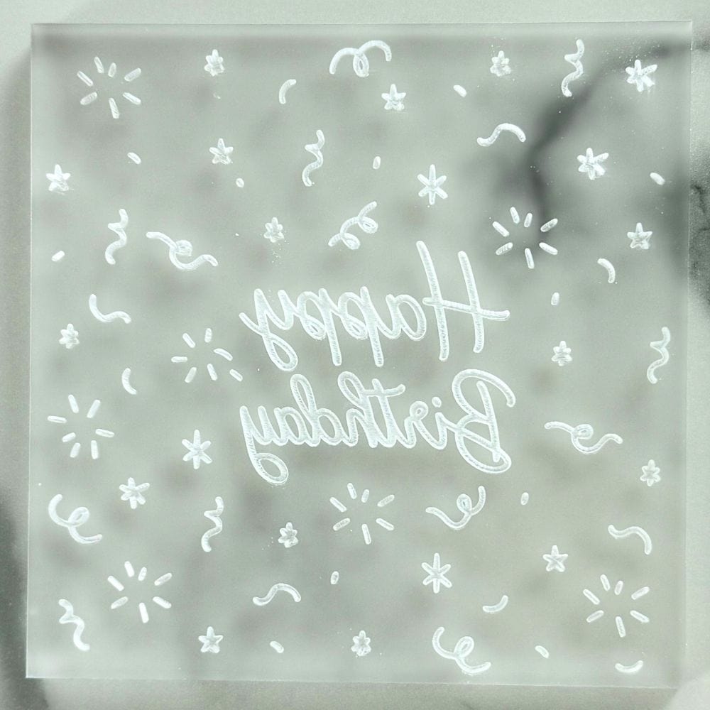 happy birthday confetti fondant cookie embosser with party streamers