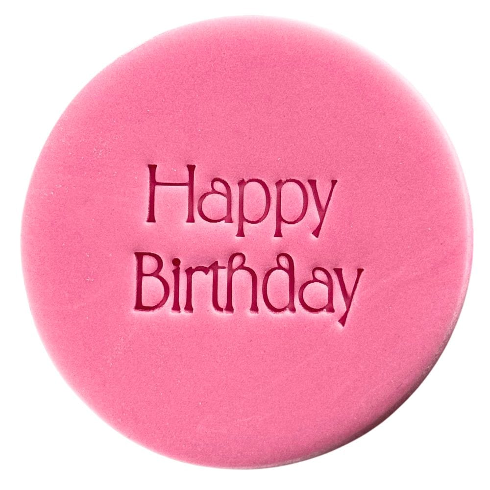 happy birthday retro cookie stamp fondant design
