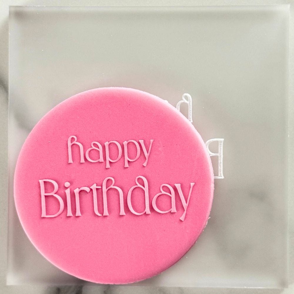 happy birthday retro cookie stamp embosser fondant design