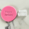 happy birthday retro fondant cookie stamp with embossed text