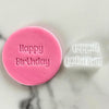 happy birthday rounded fondant cookie stamp with embossed text
