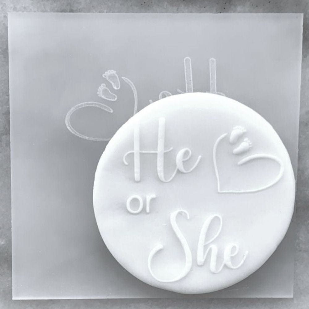 He Or She Baby Gender Reveal Cookie Stamp