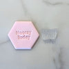 Hooray Today cookie stamp with clean fondant impression and acrylic stamp shown