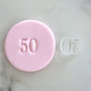 Mini 50 cookie stamp with fondant – great for golden celebrations and event desserts