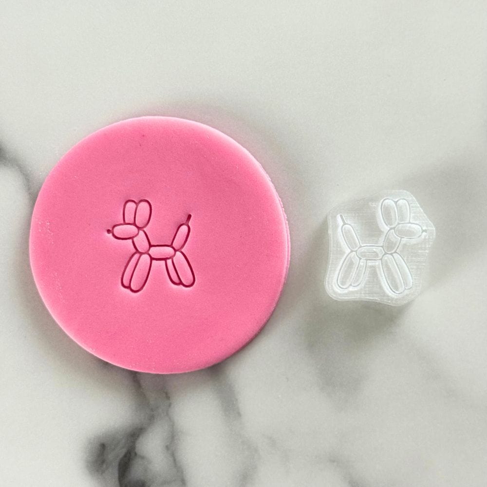 mini balloon dog fondant cookie stamp with embossed detail