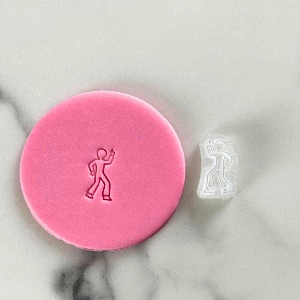 mini disco dancer fondant cookie stamp with embossed detail