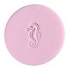 mini elegant seahorse cookie stamp on pink fondant for under the sea baking