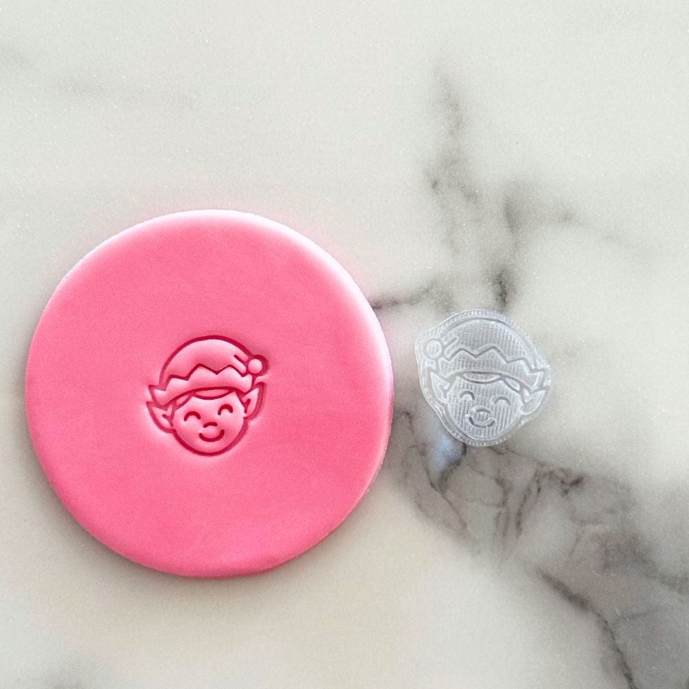 mini elf christmas cookie stamp embossed fondant example