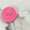 mini heart glasses fondant cookie stamp with embossed detail