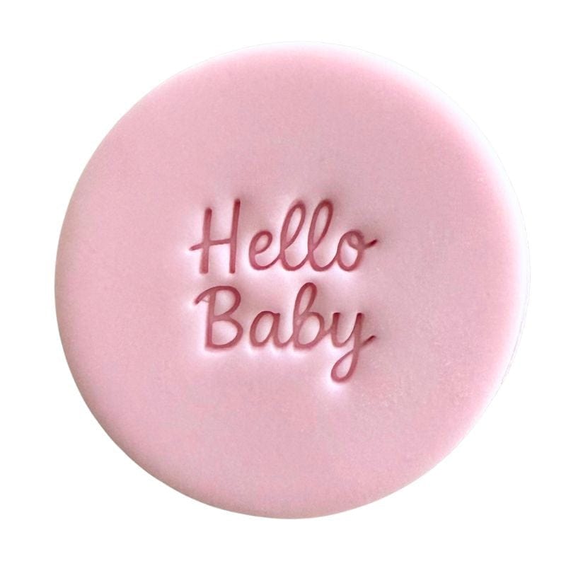 Mini Hello Baby fondant cookie stamp design – perfect for baby shower cookies