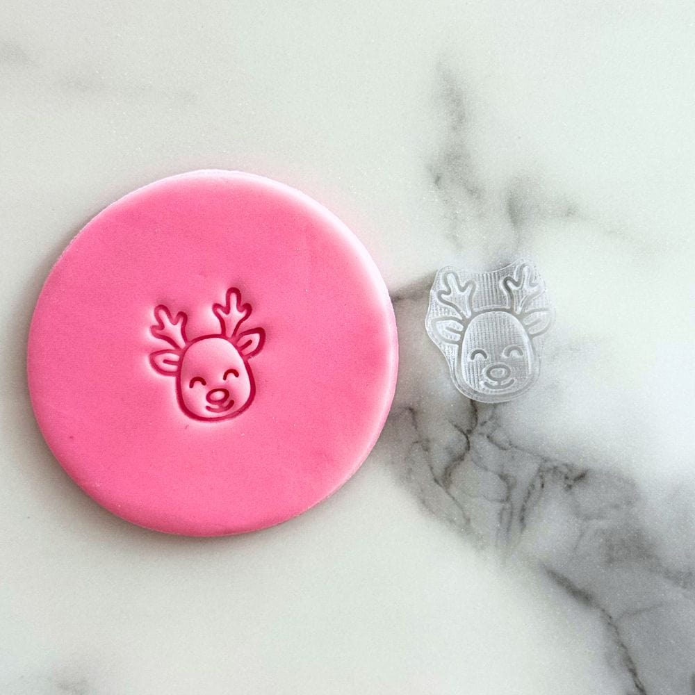 mini jolly reindeer christmas cookie stamp embossed fondant example