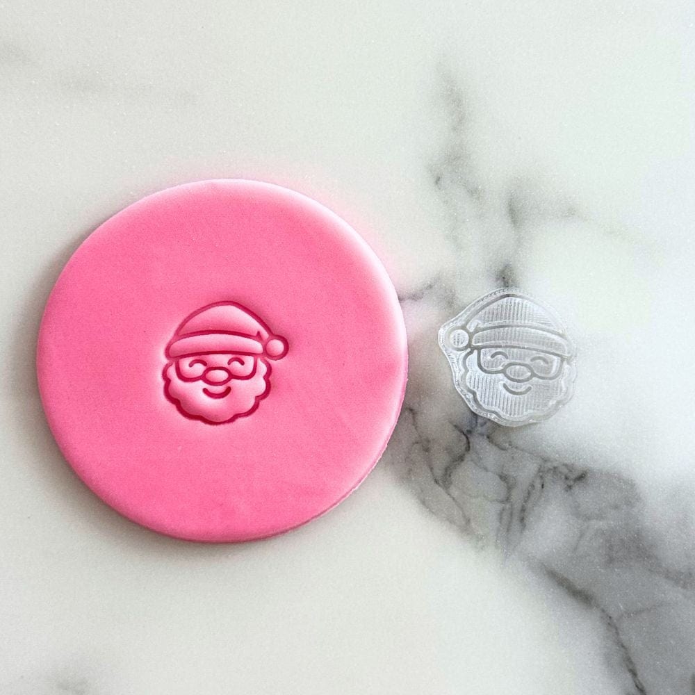 mini jolly santa christmas cookie stamp embossed fondant example