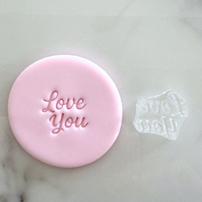 Mini Love You cookie stamp with fondant – ideal for Valentine’s Day and sweet treats