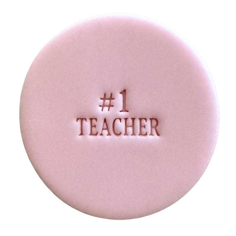 fondant cookie stamped with number one teacher – mini cookie stamp for teachers