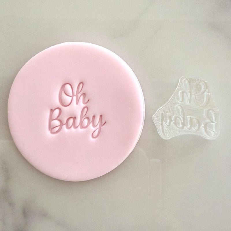 Mini Oh Baby cookie stamp with fondant – perfect for decorating fondant cookies