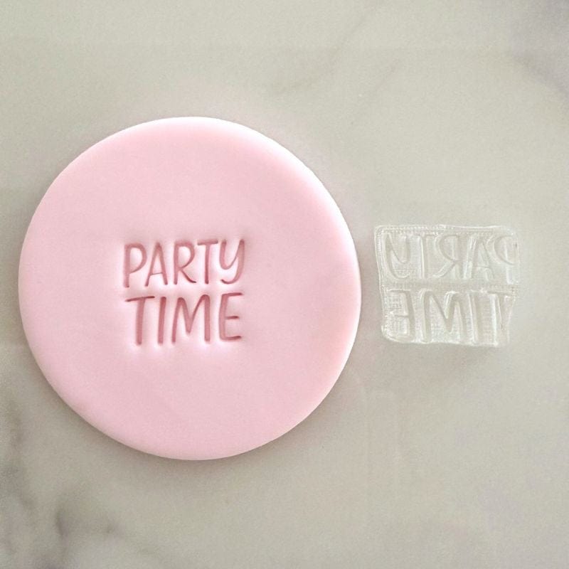 Mini Party Time cookie stamp with fondant – perfect for DIY party cookie decorating