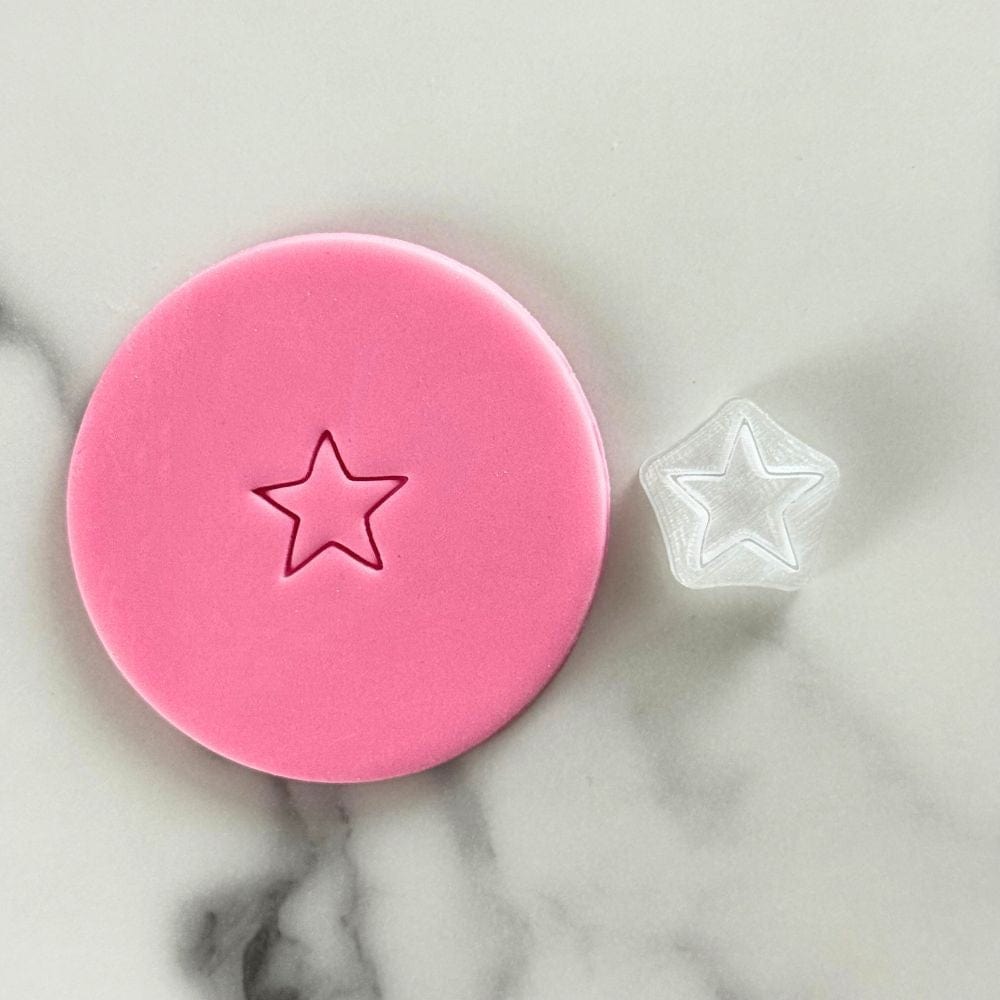 mini star fondant cookie stamp with embossed detail