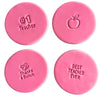 mini teacher appreciation fondant cookie stamps set – #1 teacher best teacher ever thanks a bunch apple fondant