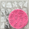 party time birthday fondant cookie embosser with balloons and gifts