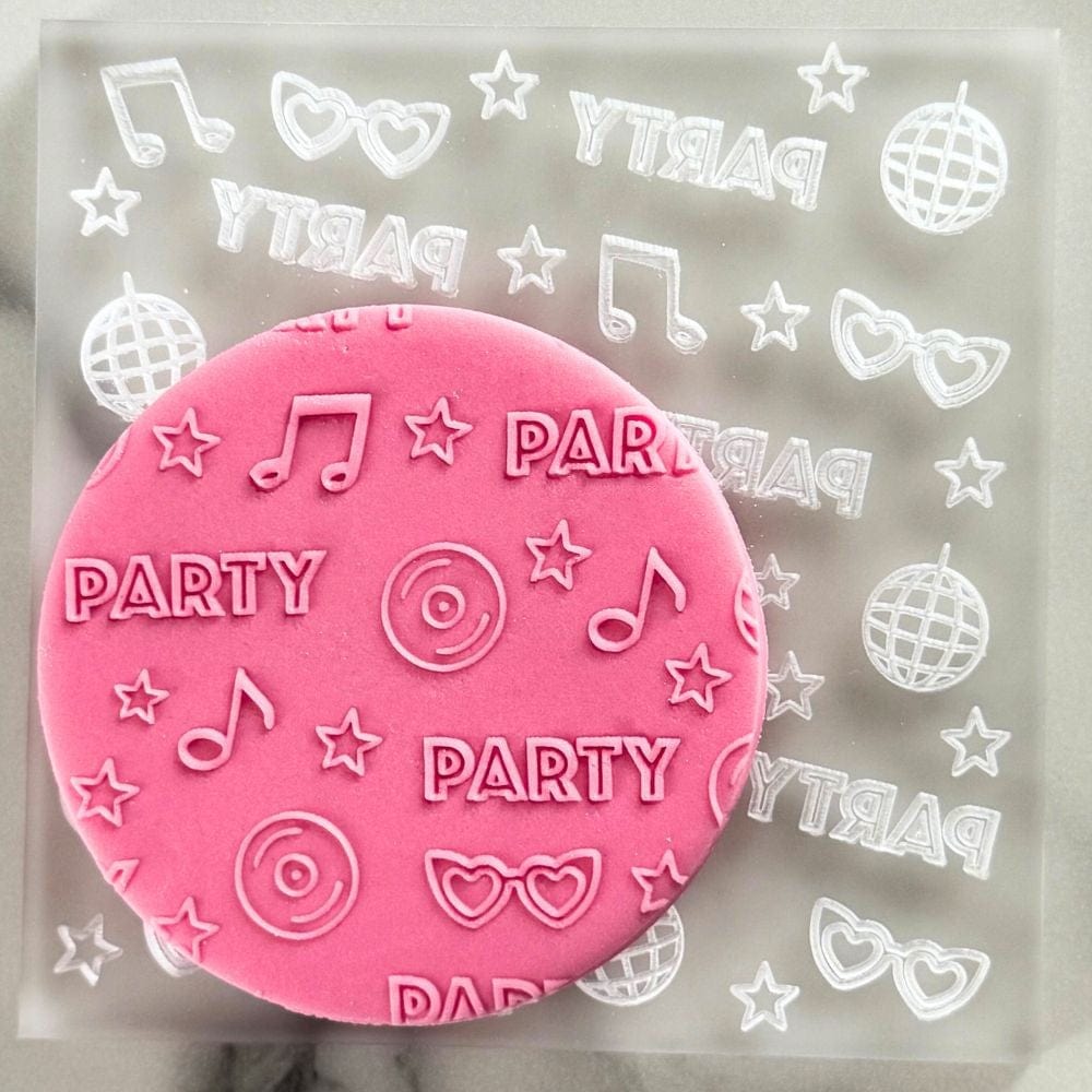 party vibes cookie stamp embosser fondant design