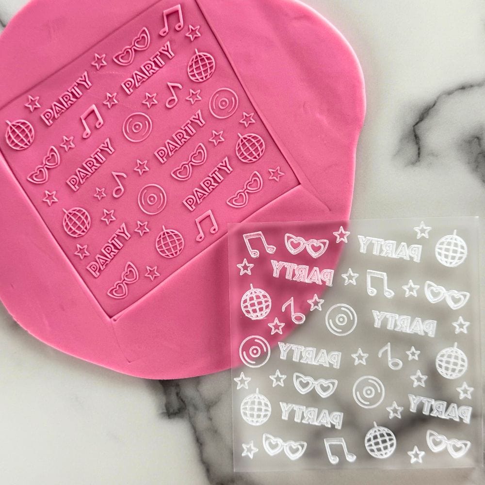 party vibes disco ball and music fondant cookie embosser