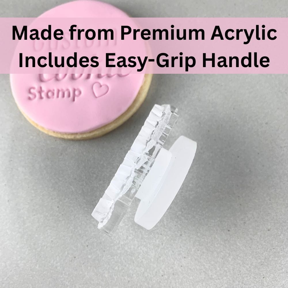 Acrylic cookie stamp with clear handle for easy stamping