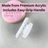 Acrylic cookie stamp with clear handle for easy stamping