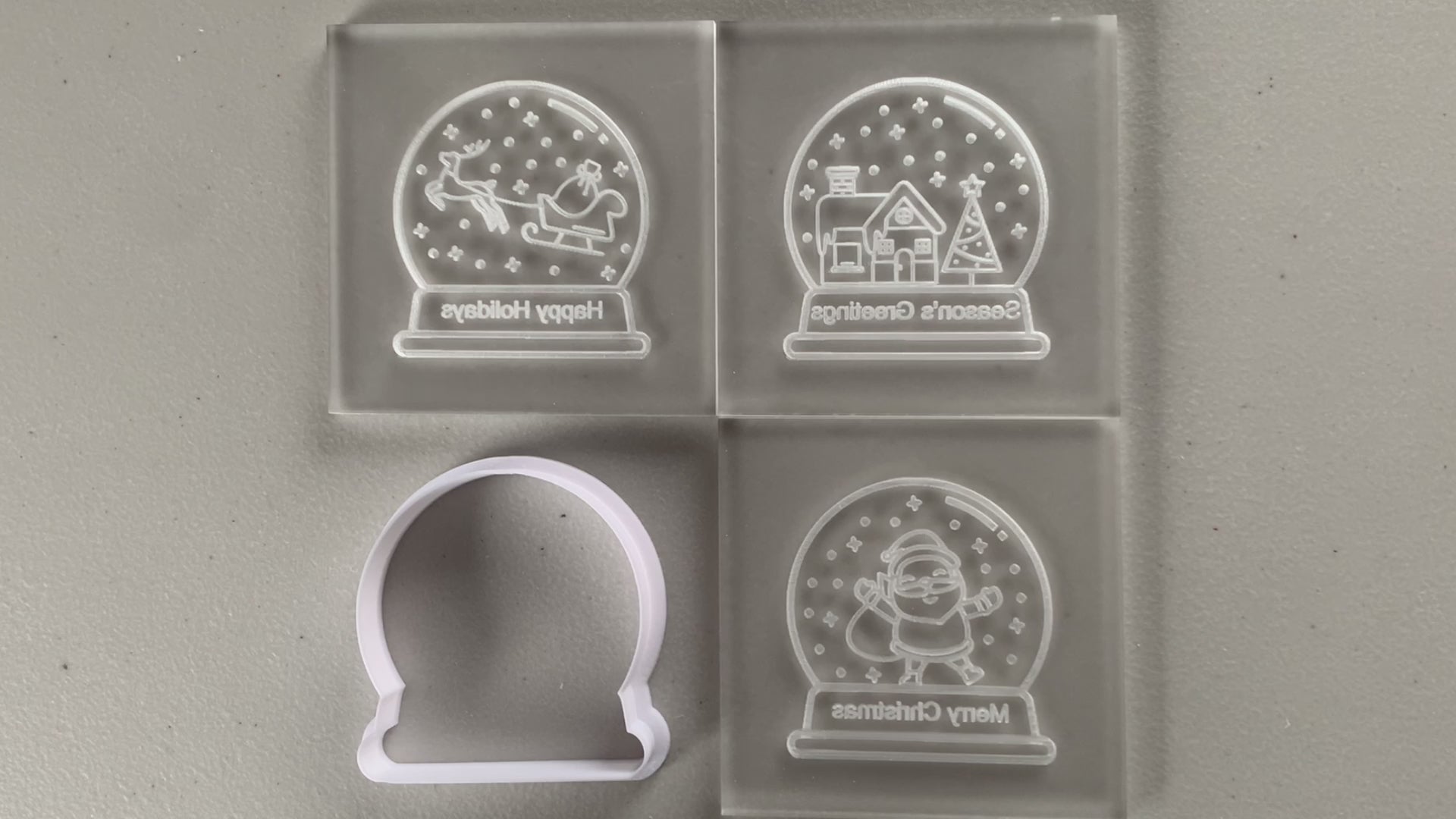 Christmas Snow Globe Fondant Embosser & Cookie Cutter Set