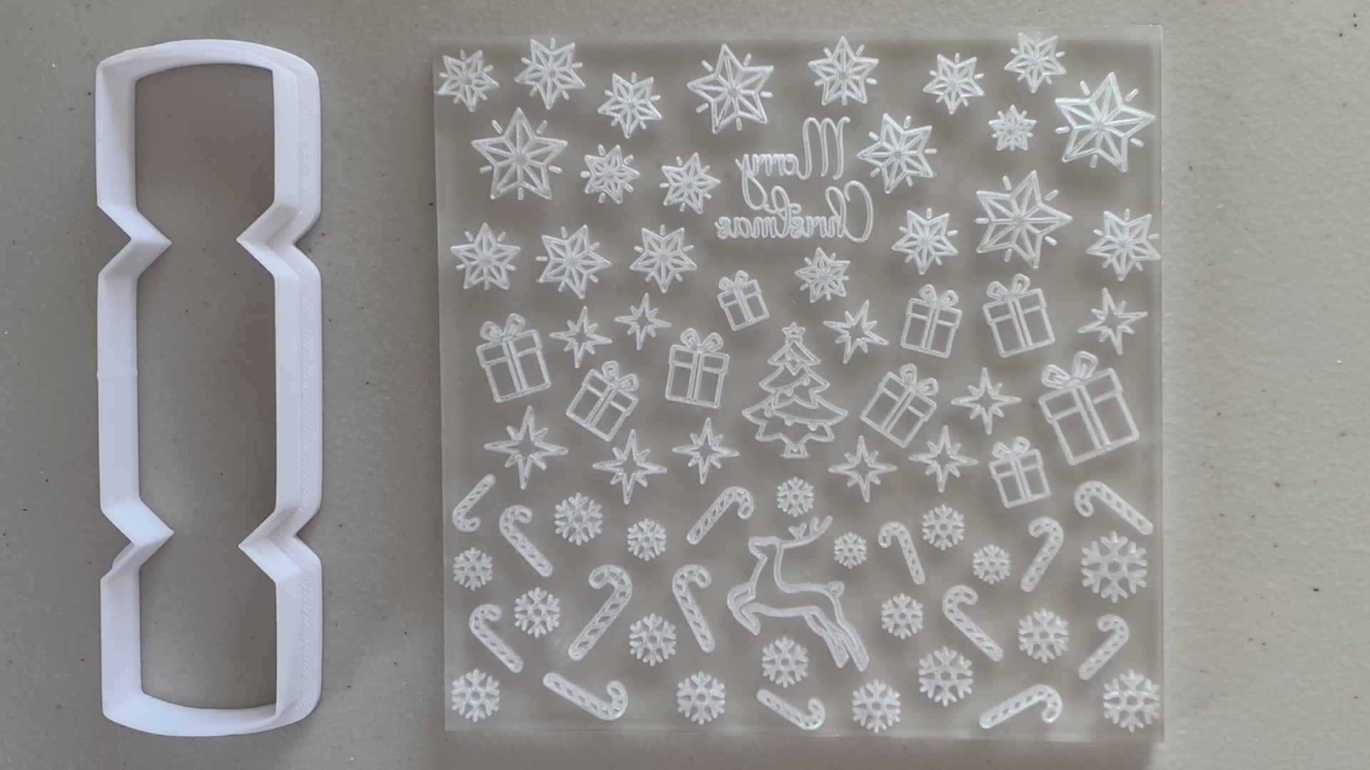 Christmas Bonbon Cracker Fondant Stamp Embosser & Cookie Cutter