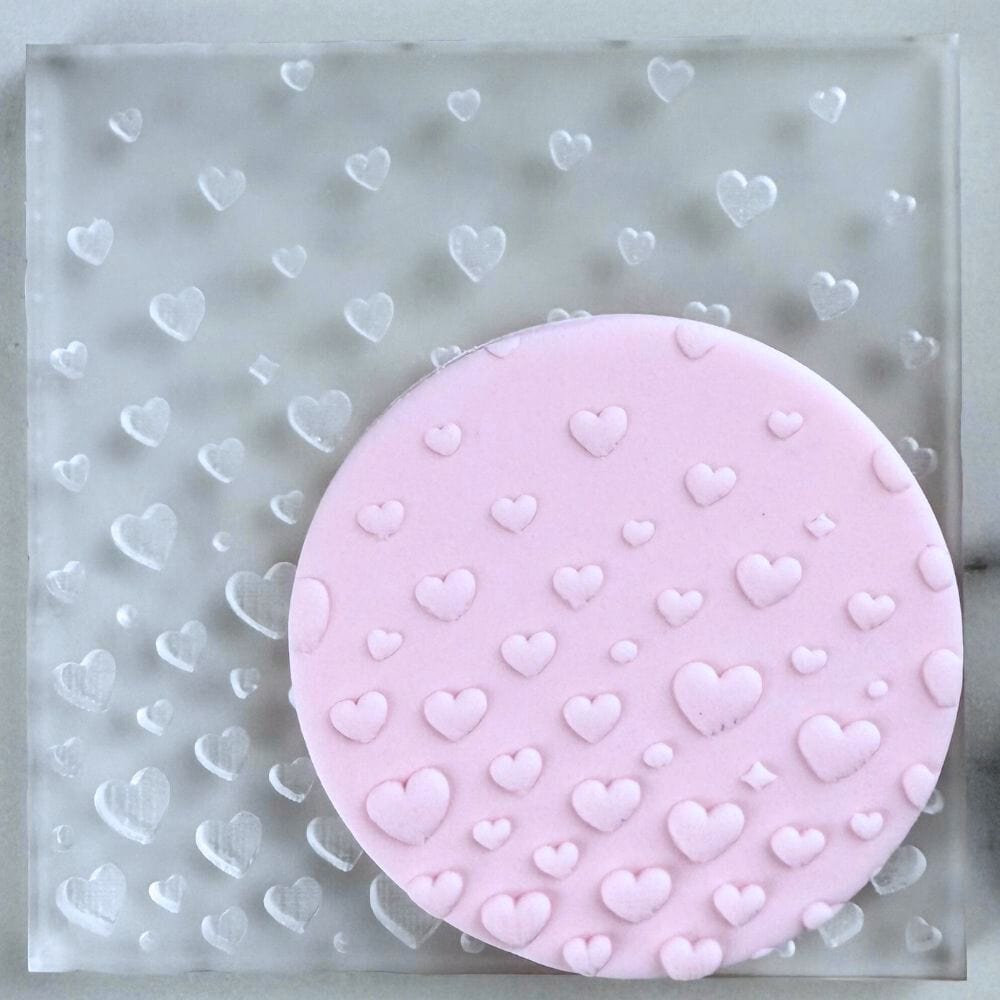 scattered hearts fondant cookie stamp embosser