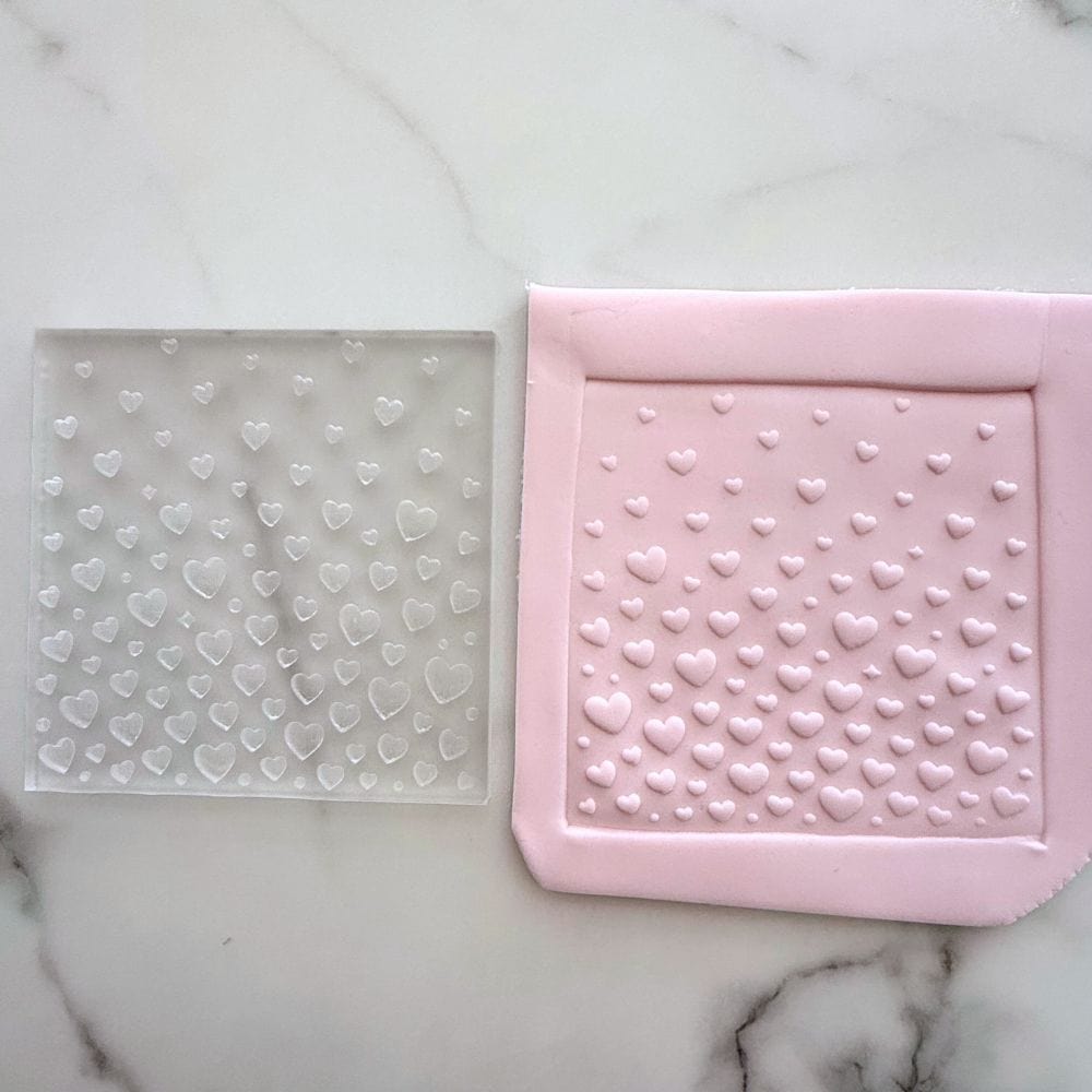mini heart pattern embosser for Valentine's cookies