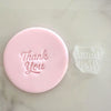 Mini Thank You cookie stamp with fondant imprint – ideal for creating thank you fondant cookies