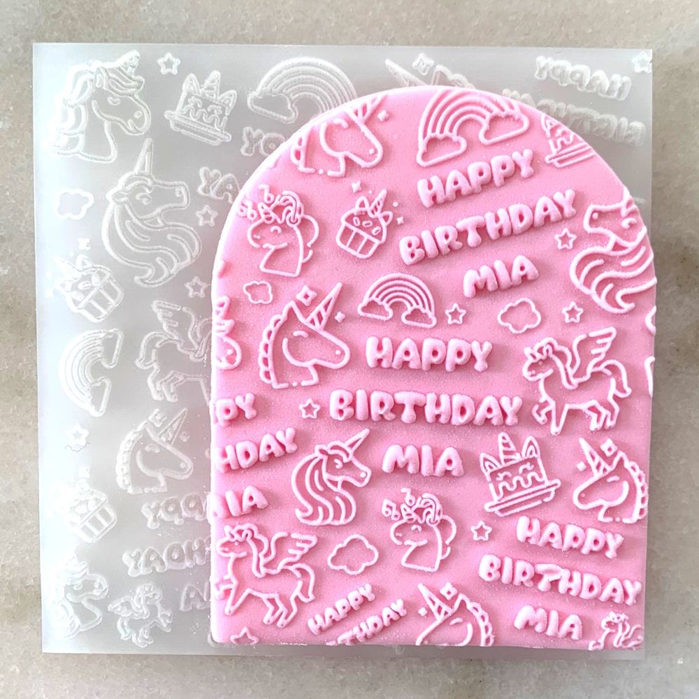 Personalised Unicorn Birthday Cookie - Acrylic Fondant Debosser