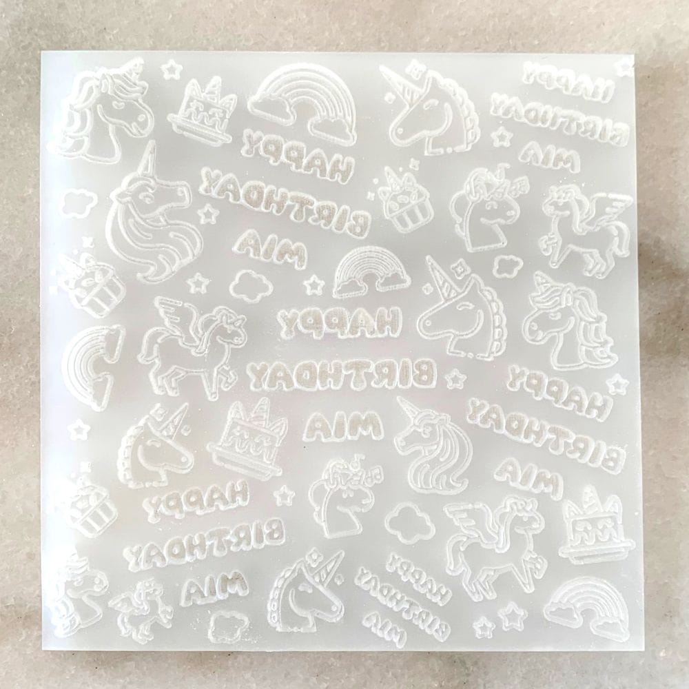 Personalised Unicorn Birthday Cookie - Acrylic Fondant Debosser