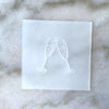Acrylic fondant debosser with Champagne Wedding design