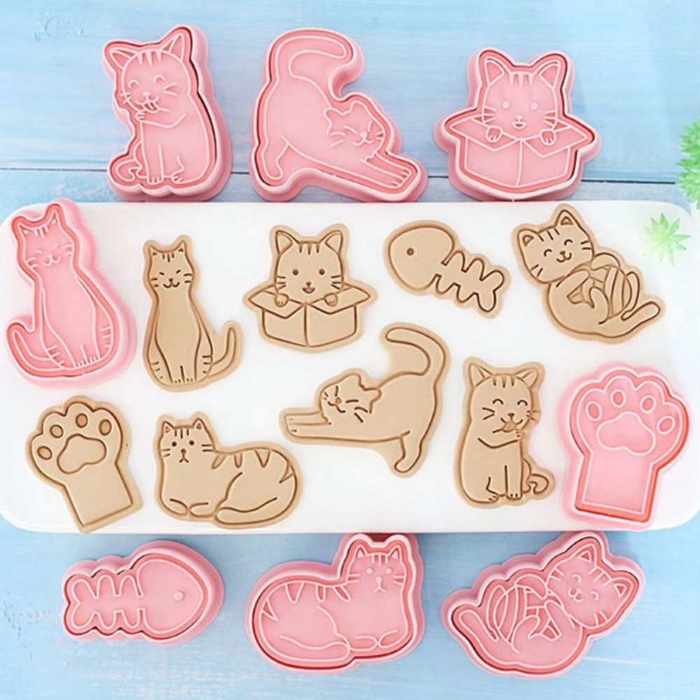 Cute Cat Cookie Cutter Stamp Embosser Set