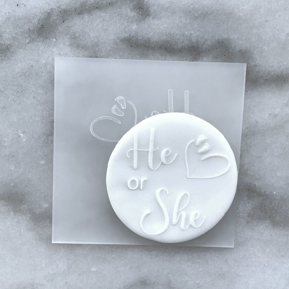He Or She Baby Gender Reveal Cookie Stamp