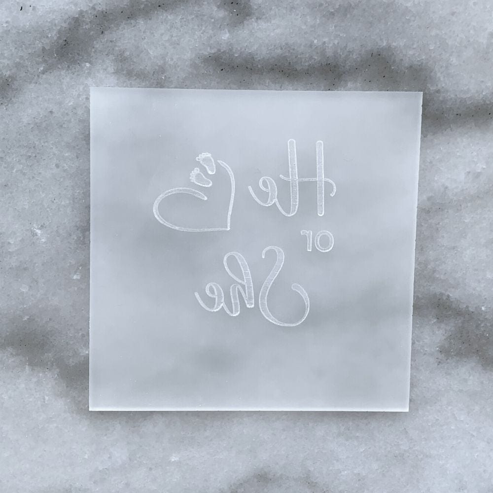 He Or She Baby Gender Reveal Cookie Stamp