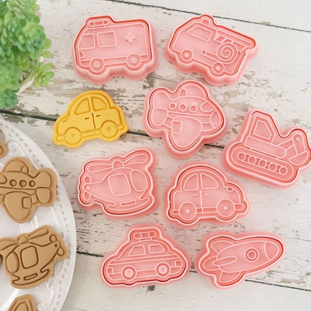 Transport Themed Cute Cookie Cutter Stamp Embosser Set