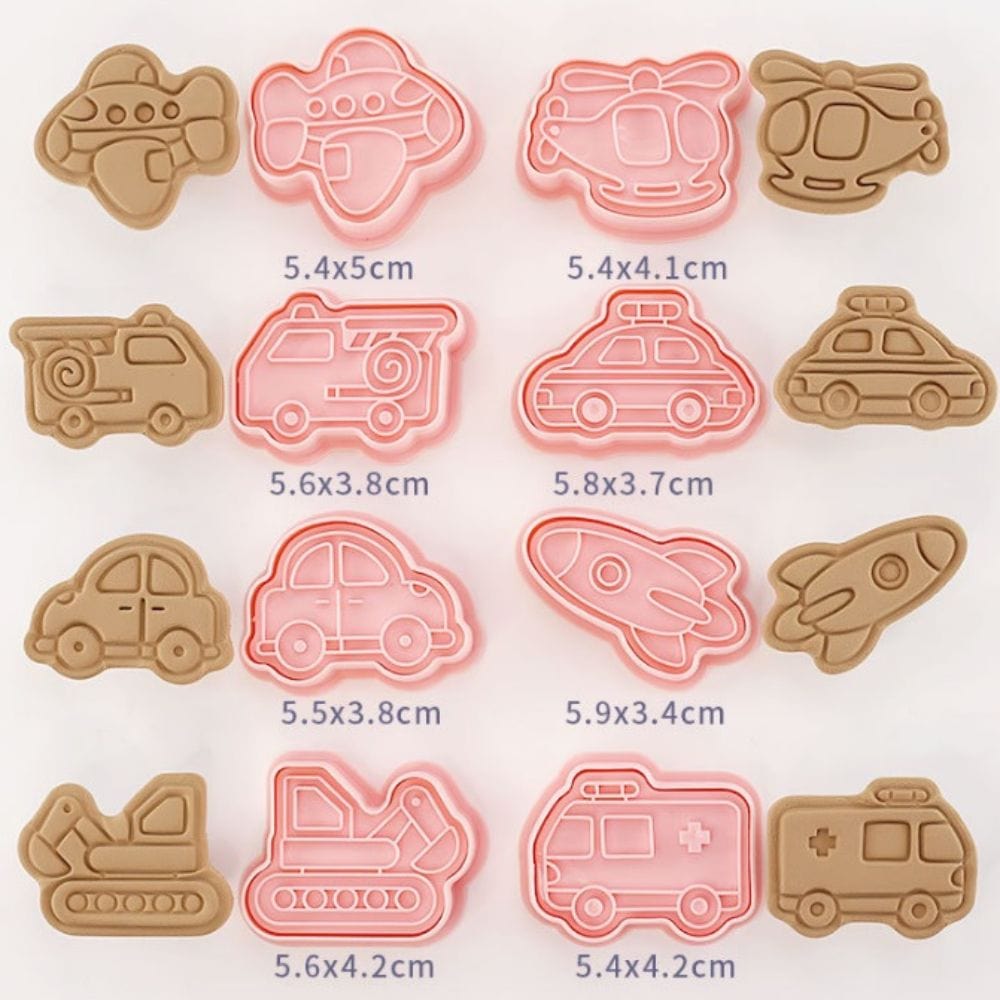 Transport Themed Cute Cookie Cutter Stamp Embosser Set