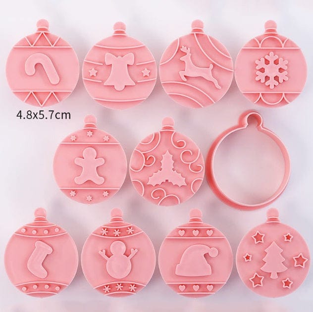 Christmas Baubles Cookie Cutter Stamp Embosser Set