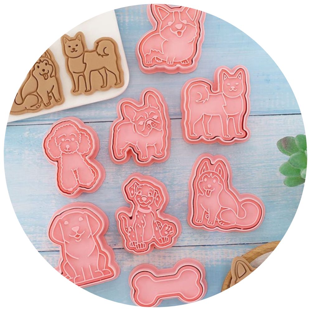 Cute Dog Cookie Cutter Stamp Embosser Set